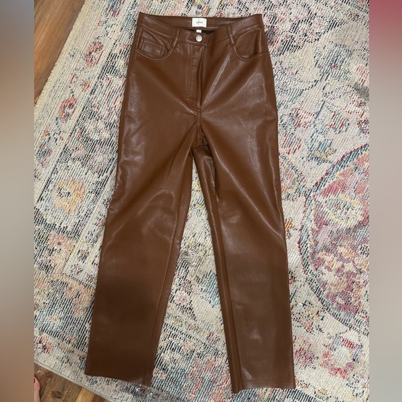 ARITZIA BROWN LEATHER WILFRED PANT - Picture 2 of 3